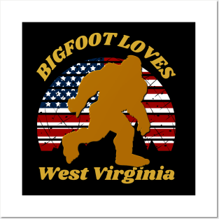 Bigfoot loves America and West Virginia too Posters and Art